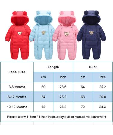 JiAmy Baby Snowsuit Hooded Romper | Cartoon Bear Winter Outfit | Red | 6-12 Months - Buy Online on SooperMarket.com