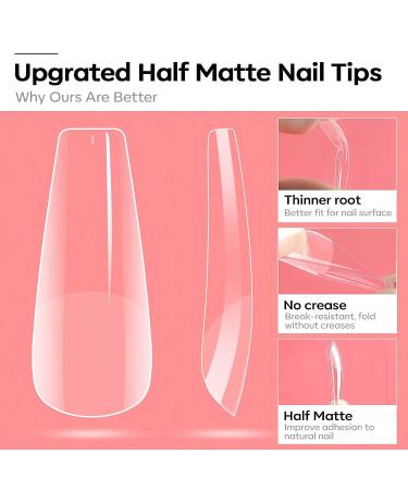 Modelones Gel X Nail Kit with 4-in-1 Nail Glue Gel, 500pcs Half Matte Coffin Nails, and UV LED Nail Lamp - Valentine's Day Gift for Women - Buy Online on SooperMarket.com