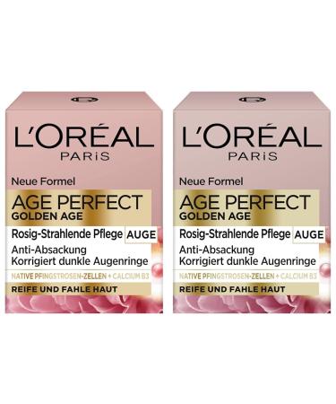 L'Or al Paris Eye Care Age Perfect Golden Age Anti-Aging Eye Cream Brightening and Anti-Sagging For Mature and Dull Skin With Peony Extract and Calcium B5 15 ml (Pack of 2) 15 ml (Pack of 2)