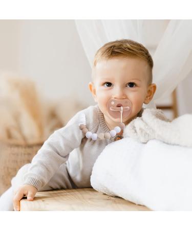 Pacifier Clip for Baby Boys Girls | Neutral Binky Holder 2 Pack (Beige Pink) | Perfect Baby Gift - Buy Online on SooperMarket.com
