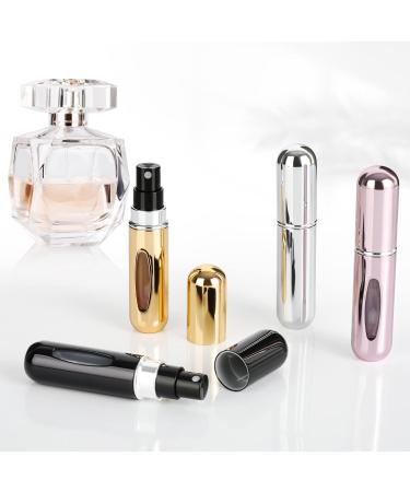 Saiveina 5ml Mini Perfume Atomizer Bottles - Refillable Spray Pump Case for Travel (4 Pack) - Pink, Silver, Gold, Black - Buy Online on SooperMarket.com
