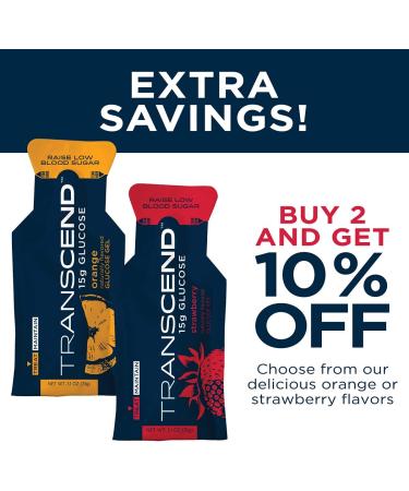 Transcend Glucose Gel Packs - Orange - 15 Pack (1.1oz Each) - FSA/HSA Eligible - Made in USA - Blood Sugar Support for Diabetics - Buy Online on SooperMarket.com