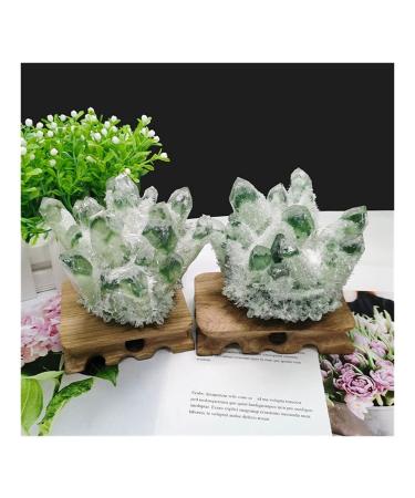 Stone Crafts Green Ghost Phantom Quartz Crystal Cluster Specimen kaixun (Size : 500-600g)