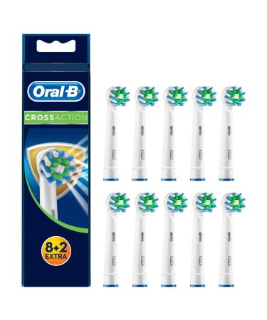 Oral-B CrossAction Brush Heads with Bacterial Protection, 8+2 Pieces 8+2er Stck White