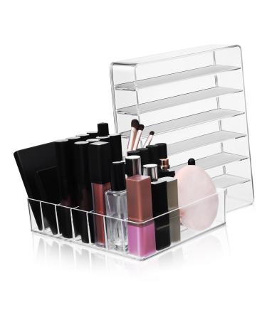 OFFSCH 2pcs for Eyeshadow Palette Display Acrylic Case Clear Holder Makeup Desktop Stand Divided Organizer
