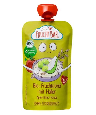 FruchtBar Bio Quetschie Oatmeal Apple Pear Grape - Organic Fruit Puree Squeeze Bags 8x120g | International Shipping - Buy Online on SooperMarket.com