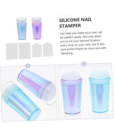 IMIKEYA 2 Sets Nail Stamp Girls Suit Nail Art Stencils Pro Tools Silicone Manicure Art Stamper Gel for Nails Manicure Kit Jelly Stamper Clear Fully Transparent Silica Gel Aurora 6.5X3X3CM Purple Blue - Buy Online on SooperMarket.com