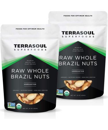 Terrasoul Superfoods Organic Brazil Nuts, 2 Lbs (2 Pack) - Raw | Unsalted | Rich in Selenium Brazil Nuts 1 Pound (Pack of 2)
