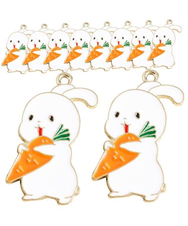 VILLCASE 10pcs Rabbit Charms Bracelets Earring Making Supplies Feng Shui Animal Decoration Choker Necklaces for Girls Charm Bracelet Making Kit Girls Bracelets Teaching Aids Food Alloy