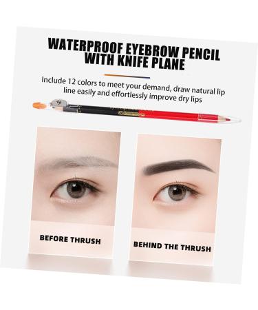 FOYTOKI 12pcs Lip Liner Eyeliner Lip Pencil Eyebrow Brush Angled Waterproof Lip Liner Pencil Wooden - Buy Online on SooperMarket.com
