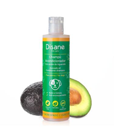 DISANE Natural Dog Conditioner Shampoo Curly-Haired Dogs with Avocado Oil 250ml | Nourishes & repairs the coat of the dog avoiding frizz. Soft and shiny hair defined curls.
