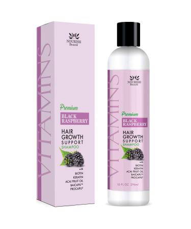 Nourish Beaute Vitamins Premium Shampoo for Hair Loss to Promote Hair Regrowth  Volume and Thickening with Biotin  DHT Blockers and Antioxidants  for Men and Women  1 Pack 10 Ounces  Black Raspberry Shampoo Black Raspber...