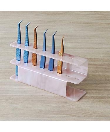 LIXIMMAZN 8-Hole Acrylic Tweezers Holder | Eyelash Extension Tools Rack & Stand | Durable Salon Supplies Display (Marbled Pink) - Buy Online on SooperMarket.com