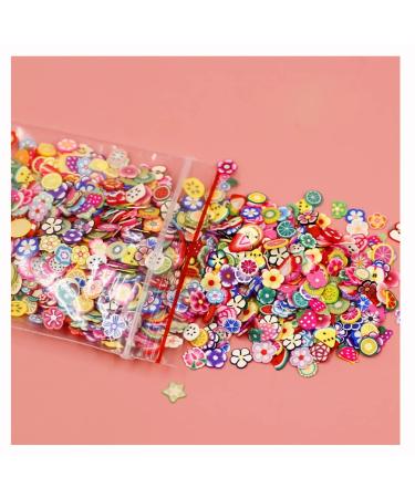 EGURE 1000 pieces 3D nail art polymer clay slices of colorful soft tone pearl nails sticker nail art decoration handicrafts flower + fruit