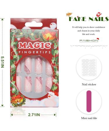 Vatocu Christmas Short Red Press on False Nails - Snowflake & Snowman Design (24pcs) - Buy Online on SooperMarket.com