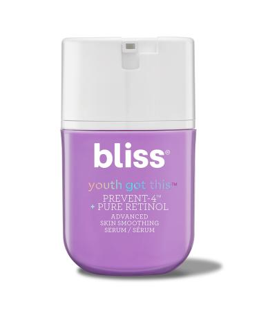 Bliss Youth Got This™ Prevent-4™ + Pure Retinol Advanced Skin Smoothing Serum | Clinically Proven Formula | Clean | Fragrance-Free | Cruelty-Free | Paraben Free | Vegan | 0.67 oz