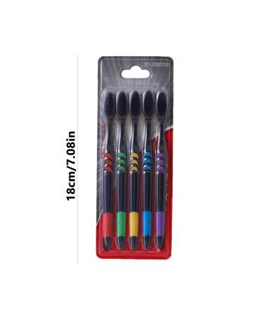 Calakono Soft Bamboo Toothbrush Set for Adults | 5 Black Charcoal Toothbrushes in Various Colors | Eco-Friendly Oral Care - Buy Online on SooperMarket.com