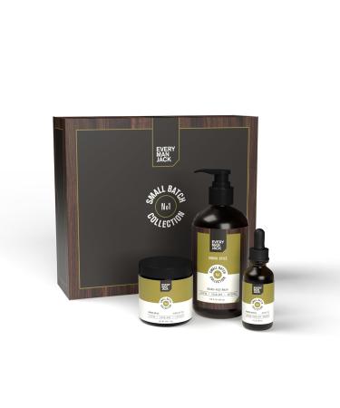 Every Man Jack Small Batch Beard Set | Hinoki Spice - Full-Sized Grooming Essentials for Men | Beard Wash Hydrating Oil & Beard Butter - Buy Online on SooperMarket.com