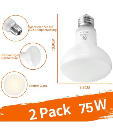 Repti Home 75W Reptile Heating Lamp - 2 Pack | Ideal for Turtles Lizards Snakes & Amphibians - Perfect Terrarium Heat Source - Buy Online on SooperMarket.com