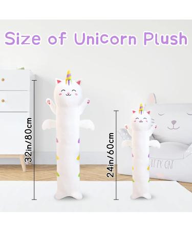 Kawaii Unicorn Plush Pillow - 60cm Long Stuffed Animal Gift for Christmas, Halloween, Birthday - White - Buy Online on SooperMarket.com