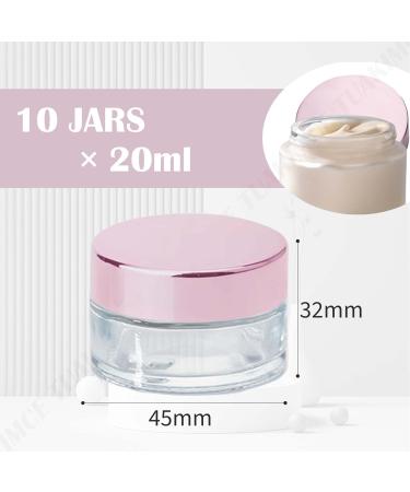 Tuakimce 10-Pack 20ml Refillable Transparent Glass Cosmetic Containers with Pink Lids - Perfect for Creams & Essential Oils - Buy Online on SooperMarket.com