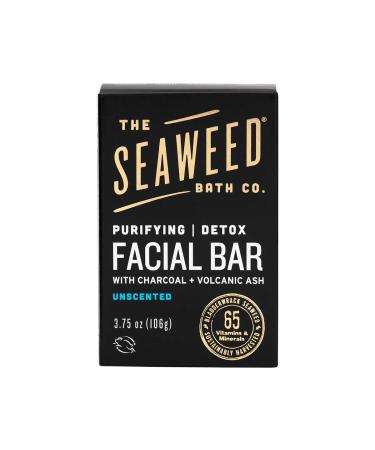 The Seaweed Bath Co. Purifying Detox Facial Bar Soap, 3.75 Ounce, Unscented, Nutrient Rich With Charcoal and Volcanic Ash, Free of Sulfates, Parabens, And Gluten Free