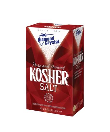 Diamond Crystal Kosher Salt – Full Flavor, No Additives and Less Sodium - Pure and Natural Since 1886 - 3 Pound Box