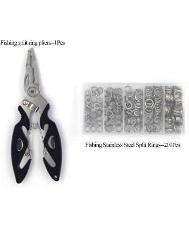 Fishing Stainless Steel Split Rings 201pcs Pack with Plier Set - Saltwater Fishing Plier Tool Kit for Lure Connectors | 5 Sizes | High Tensile Force - Buy Online on SooperMarket.com