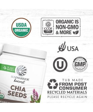Organic Chia Seeds 360g Tub - Non-GMO Keto Vegan Superfood for Smoothies, Acai Pudding & Baking | Sunwarrior Organic Harvest - Buy Online on SooperMarket.com