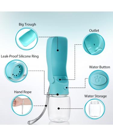 OODOSI Dog Water Bottle - Portable Dispenser for Outdoor Walking, Hiking, Travel - S Blue - Buy Online on SooperMarket.com
