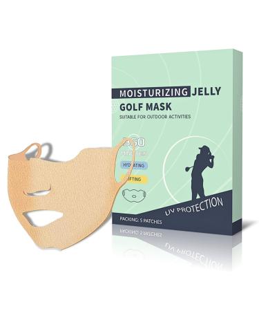 5-Patches Moisturizing Jelly Golf Mask Outdoor UV Protection Face Mask Sunscreen Face Mask Outdoor Sport Mask Hydrating Skin Care Jelly Face Mask Suitable for Outdoor Activities