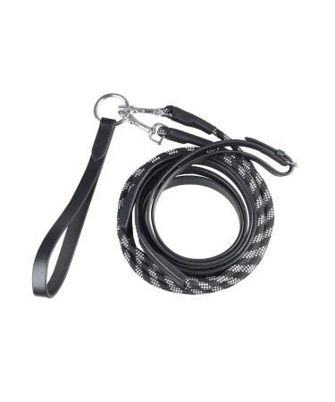 START webbing draw reins black with riding rope one size with snap hook (leather)