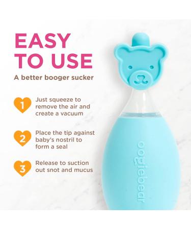 oogiebear Bear Pair - Safe Baby Booger Cleaner & Nose Sucker Duo | Bulb Aspirator & 2-in-1 Wax Cleaner | Latex & BPA Free - Blue - Buy Online on SooperMarket.com