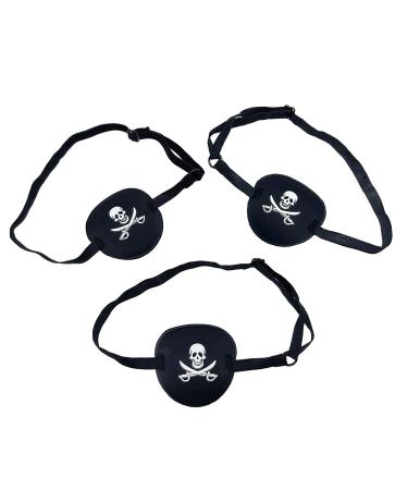 MIVAIUN 3 Pieces Eye Patch Captain Eye Patch Skull Crossbone Single Eye Patches Blackout Eye Mask with Adjustable Strap One Size Unisex for Theme Party Cosplay Party Treasure Hunt Theme Party