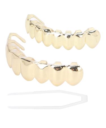 Gag Teeth Hip Hop Teeth Set Alloy Golden False Teeth Decoration Brace for Halloween Costume Party Favors Photos Props