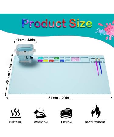 Silicone Craft Mat 20x16 with Cup | Nonstick Resin Jewelry Casting Mat | Art DIY Drawing Clay Play Doh Blue - Buy Online on SooperMarket.com