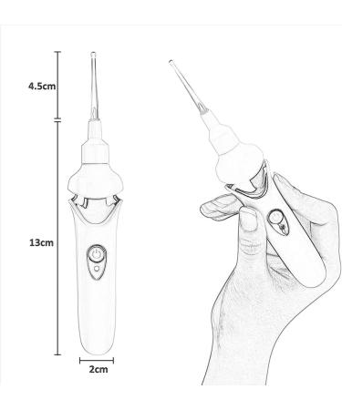 USB Rechargeable Earwax Remover with Replaceable Tips - Gentle Electric Ear Aspirator for Deep Cleaning - Suitable for Kids and Adults - Buy Online on SooperMarket.com