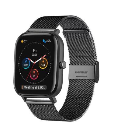 ViCRiOR for Amazfit GTS/ GTS 2/ GTS 2 Mini / GTS 2e / GTS 3 Bands, Quick Release Mesh Woven Stainless Steel Replacement Bracelet Wrist Watch Band Strap for Amazfit Bip / Bip U Pro, Black