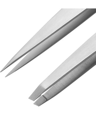 Tweezer Wishbeauty Pointed and Slant Pointed Eyebrow Tweezers for Women & Men - 2pc Precision Tweezers for Eyebrows Facial Hair & Ingrown Hair Removal - Stainless Steel - Buy Online on SooperMarket.com