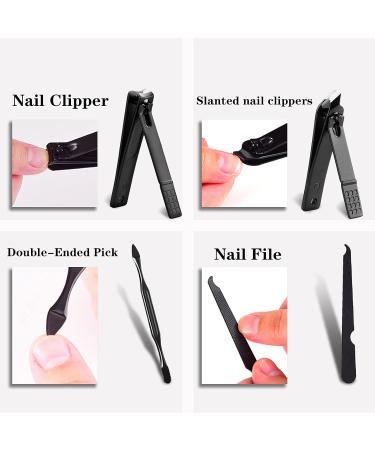 Professional Manicure Stainless Steel Set 7 pcs Portable Nail Clippers Set Pedicure Set Eyebrow Grooming Kit Nail Care Tools with Luxurious Leather Case - Buy Online on SooperMarket.com