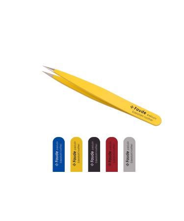FAUDE pointed tweezers fine and precise for splinters thorns and ingrown hairs. Stainless steel 10cm (yellow)