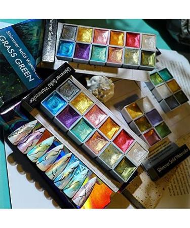 12-Piece Shimmer Solid Watercolor Nail Paint Set - Metallic Powder for Nails - Buy Online on SooperMarket.com