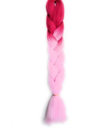 Ruech Synthetic Kanekalon Ombre Synthetic Braiding Hair Extensions 100g 24 Inch for Cornrows Crochet Braid and Twist (Rose Pink To Light Pink)