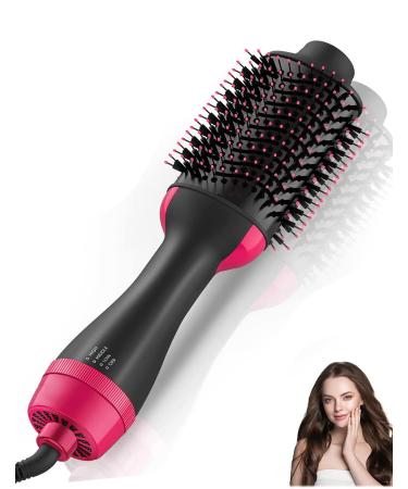 Hair Dryer Blow Dryer Brush Hair Dryer and Styler Volumizer Hot Air Brush for Straightening Curling Drying Salon One Step Styling Tools Pink