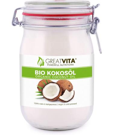 GreatVita Organic Virgin Coconut Oil - Pack of 6 (1000ml/1L) Swing Top Jar - Premium Quality for Cooking & Skincare - Buy Online on SooperMarket.com