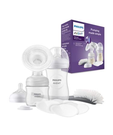 Philips Avent Manual Breast Pump Gift Set - Single Breast Pump 260ml and 125ml Baby Bottles BPA Free 4 Disposable Breast Pads (Model SCD430/60) Model 2 (SCD430/60)