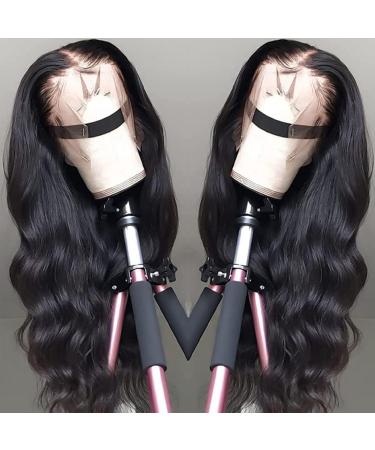 Ainmeys 26 Inch Brazilian Body Wave HD Transparent Lace Front Wig | 9A Unprocessed Virgin Human Hair | 180% Density Deep Part | Pre Plucked Natural Black | for Black Women - Buy Online on SooperMarket.com