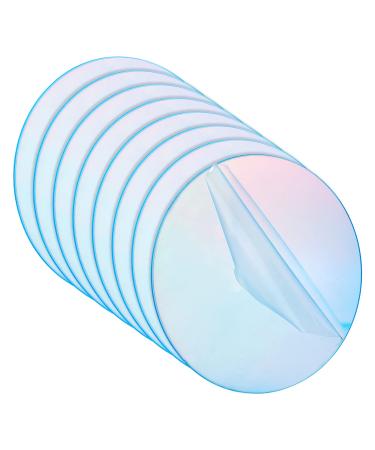 CRASPIRE Clear Circle Acrylic 4 Inch Iridescent Acrylic Plates 0.08 Inch Thick Round Acrylic Blanks Acrylic Discs Sheet Transparent Acrylic Panel for Picture Frame Painting DIY Crafts Iridescent Acrylic Round