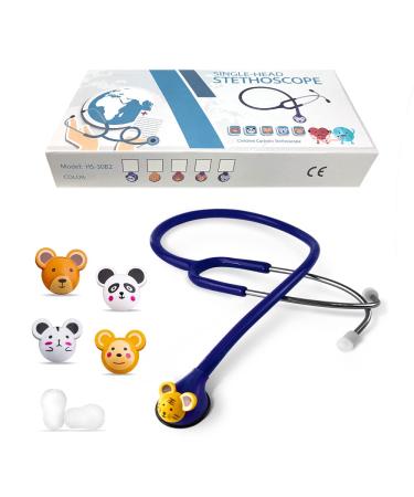 SCIAN Kids Real Working Stethoscope - 5 Interchangeable Cartoon Heads for Doctors, Nurses & Home Use - Professional Quality - Dark Blue - Buy Online on SooperMarket.com
