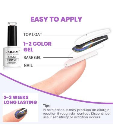 Buy RARJSM Cat Eye Gel Nail Polish - Galaxy Chameleon Magnetic Black Holographic Glitter | UV LED Soak Off for Salon & DIY Manicure Art - 7.5ML - Buy Online on SooperMarket.com